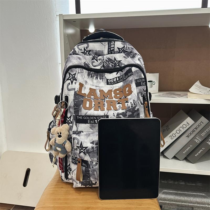 Graffiti Junior Senior High School Student Schoolbag Men's Large Capacity Computer Backpack