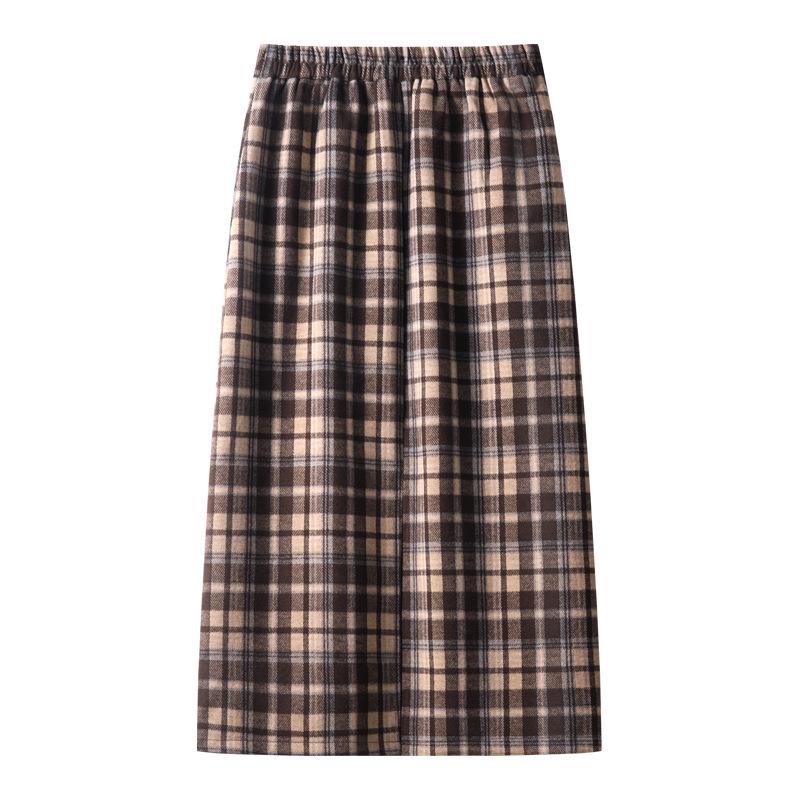 High-Waisted Plaid Tweed Pencil Skirt for Women - Slimming Mid-Length Bodycon, Autumn & Winter 2024 Collection