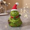 Desktop Christmas Decorations Green Monsters Ornament with Santa Hat And Scarf, Resin Frog Outdoor Garden Statues Figurine for Home Decoration,