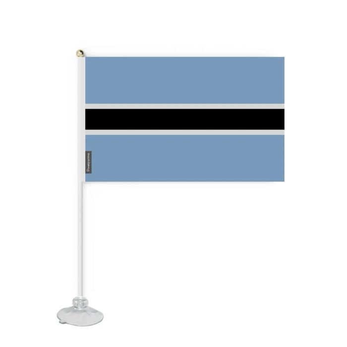Drapeau - Botswana - Mini Drapeau Ventouse - 14 X 21 Cm - Polyester - Impression Recto/Verso