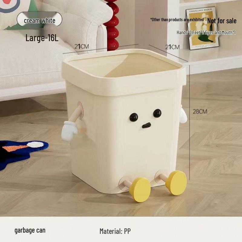 Creative & Cute Cartoon Trash Can - Large Capacity Wastepaper Basket for Kids' Bedroom or Bathroom