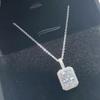 Elegant Square Cut Sparkling Pendant Necklace for Women Dainty Halo Design Everyday Party Jewelry Gift for Her