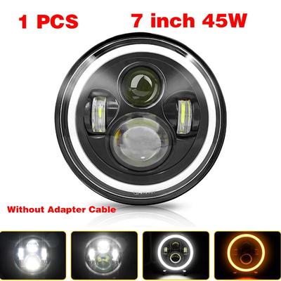 H4 7inch Car Led Headlight Off Road Car Led Lamp H4 Led Headlight Halo Angel Eyes For Lada Niva 4X4 UAZ Hunter Car Accessories 12V 24V
