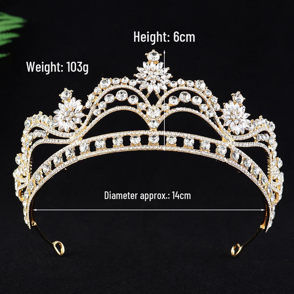 European & American Bridal Rhinestone Queen Crown Headdress for Photography & Birthdays