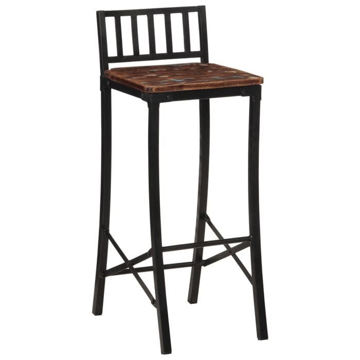 VidaXL Chaises de bar lot de 2 bois de récupération massif, chaise, tabouret de bar de cuisine, chaise de restaurant 358944