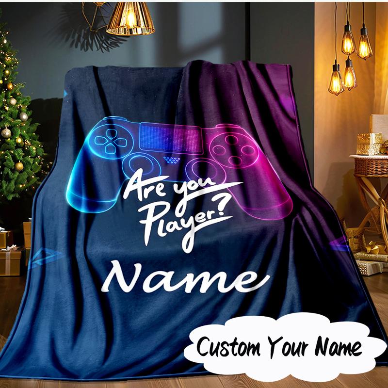 Custom Name Game Controller Blanket  Ideal Bedding Blanket Perfect for Travel, Camping, Living Rooms, Offices, Sofas, Fan Christmas Gift