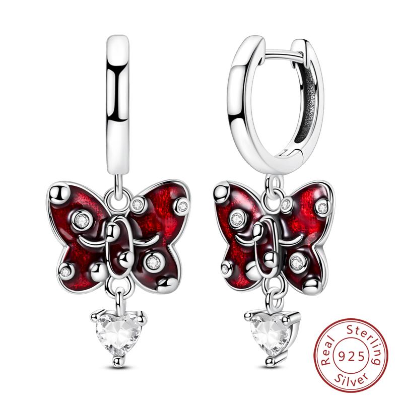 New 925 Silver Hoop Earrings Bow Strawberry Cherry Cream Sunflower Hoop Earrings For Women Fashion Party Jewelry Gift