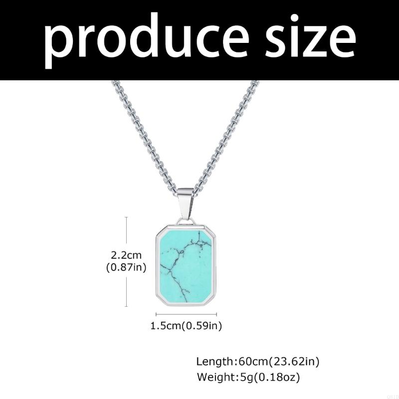Rectangular Geometric Pendant Necklace Stainless Steel Jewelry Stones Jewelry