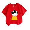Kids Boys Girls Crew Neck Short Sleeve 100% Cotton T-Shirt Cute Cartoon Panda Printed Casual Soft Breathable Lightweight Pullover Tee for Daily Home O