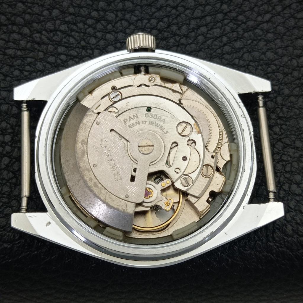 REFURBISHED JAPAN SEIKO 5 6309A AUTOMATIC MENS BLACK COLOR DIAL WATCH A440303-4 Sk-a440303