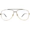 Gucci optical glasses [Available prescriptions] Cool series pilot style frames Gold frame black temples 002 F dust bag + glasses case (random color)