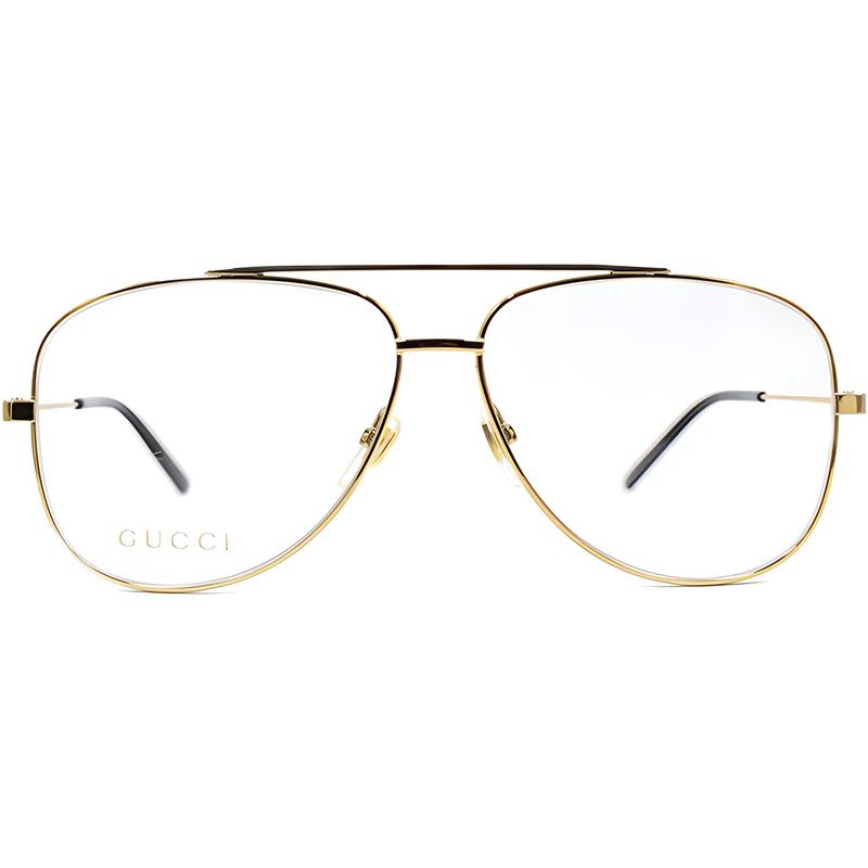Gucci optical glasses [Available prescriptions] Cool series pilot style frames Gold frame black temples 002 F dust bag + glasses case (random color)
