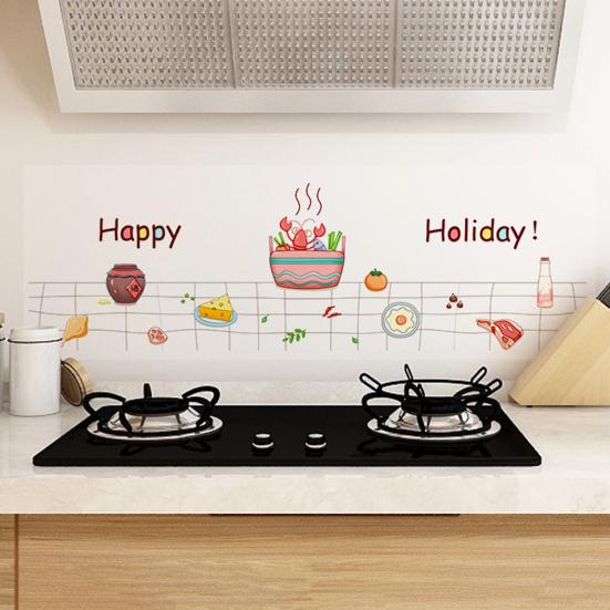Kitchen Wallpaper Self Adhesive Oil Proof Wall Sticker Waterproof Backsplash Wall Protector Film for Cupboard Kitchen