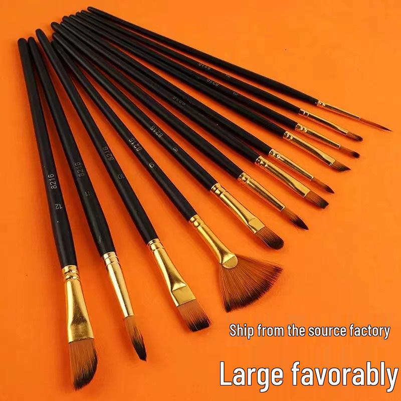 12-Piece Nylon Brush Set for Watercolor, Oil, and Acrylic Painting