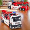1:32 Scale Car Model Toys Double Hook Clearing Vehicles Metal Diecast Doors Opened Pull Back Sound Light Engineering Trucks for Kids