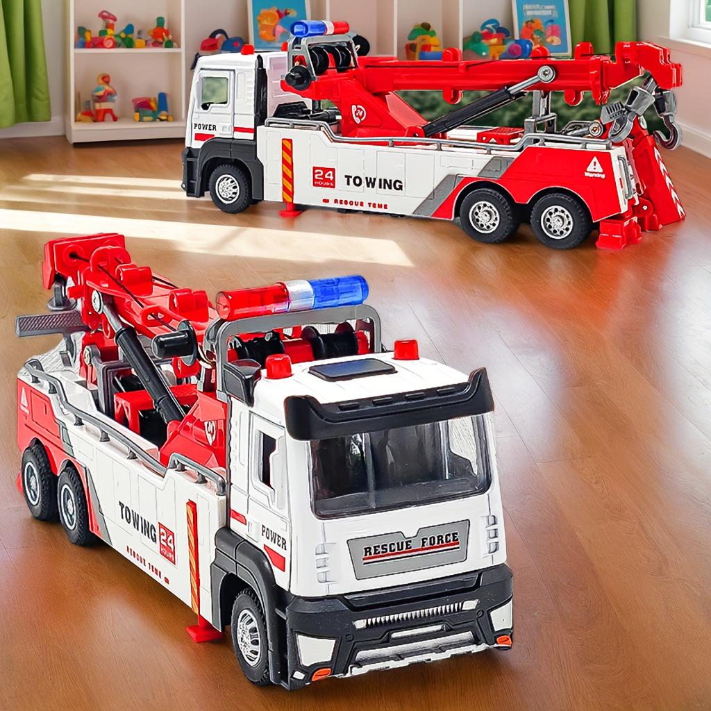 1:32 Scale Car Model Toys Double Hook Clearing Vehicles Metal Diecast Doors Opened Pull Back Sound Light Engineering Trucks for Kids