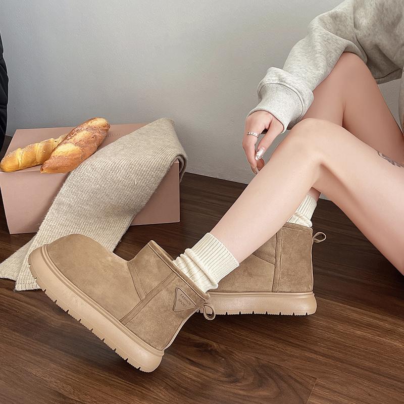 Winter Fashion Plus Velvet New Thick-soled Round Toe Popular Soft Luxury Solid Color Women's Snow Boots  Mujjavascript:er