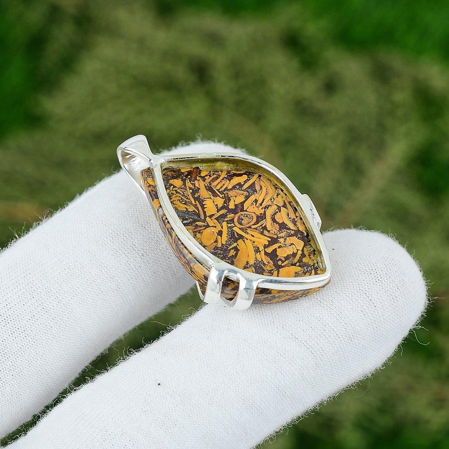 Friendship Day Deal Sterling Silver Natural Marium Jasper Bezel Birthday Pendant