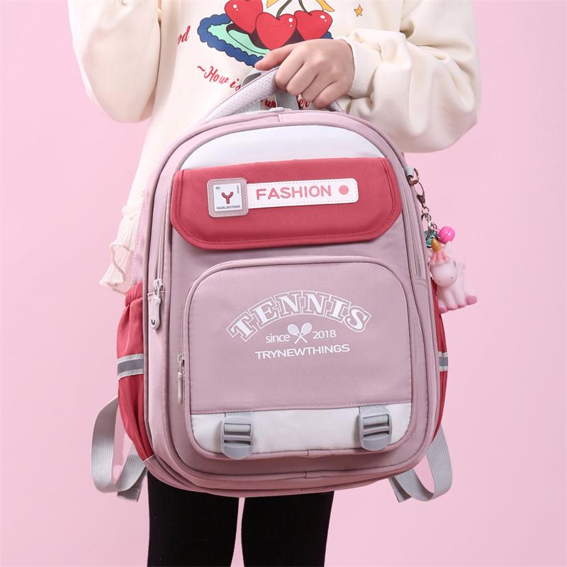 Student School Bag Large Capacity Backpack Fot Girls Color Block Cute Children's Backpack