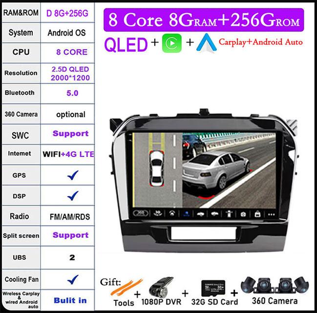 For Suzuki Vitara 4 2014 - 2018 Android 14 4G WIFI DSP CarPlay Autoradio Car Radio Multimidia Video Player Navigation GPS