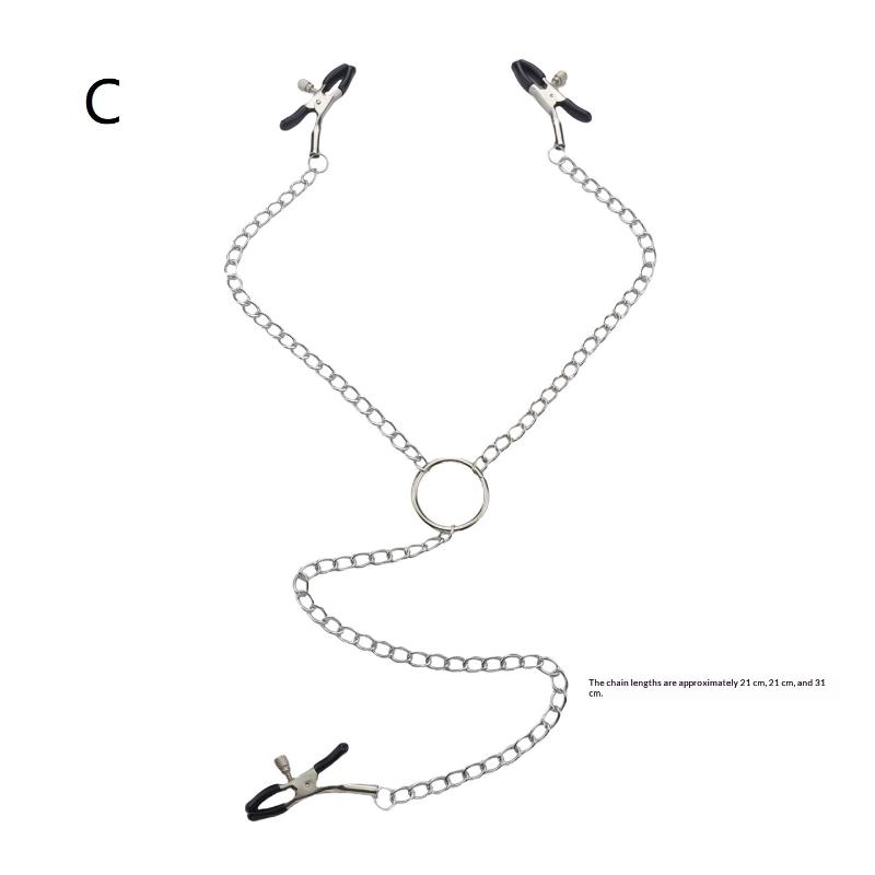 Adjustable Chain Metal Nipple Clamps Clips for Adult Women Cosplay Fantasy Soft Rubber Tips Non Slip Couples Intimate Toy