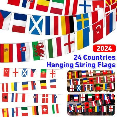 2026 Europe Countries Flag Euro Country Flag Football Cup 7M Bunting National String Flags Banner Football Event for Party Decor