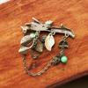 Vintage Brooch Tree Brooches for Women Pins Antique Gold Leaf Brooch Pin Plant Chain Pendant Brooch Jewelry