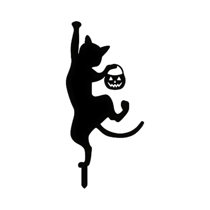 Elegant Black Metal Feline Lawn Statues Suitable For Yard Decoration No Tool Installation Required Durable Metal Craft