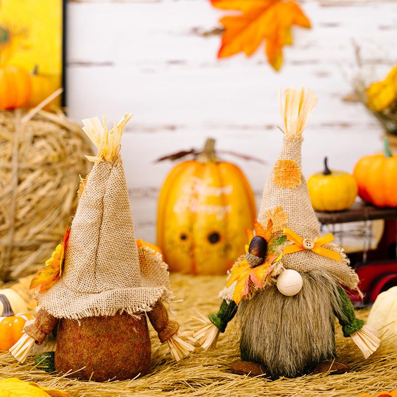 Burlap Thanksgiving Charming Gnome Decoration Featuring Harvest Cap And Accents Seasonal