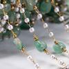 1Meter Stainless Steel Crystal Natural Stone Beads Chain for Necklace Bracelet Green Crystal Chain Jewelry Making DIY Supplies