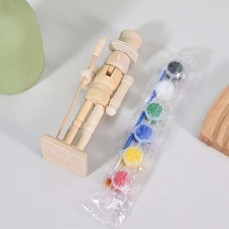 Unfinished Wood Nutcrackers Ornament Unpainted Mini Wooden Figurines,Set of 2 Colour Included Christmas Decorations