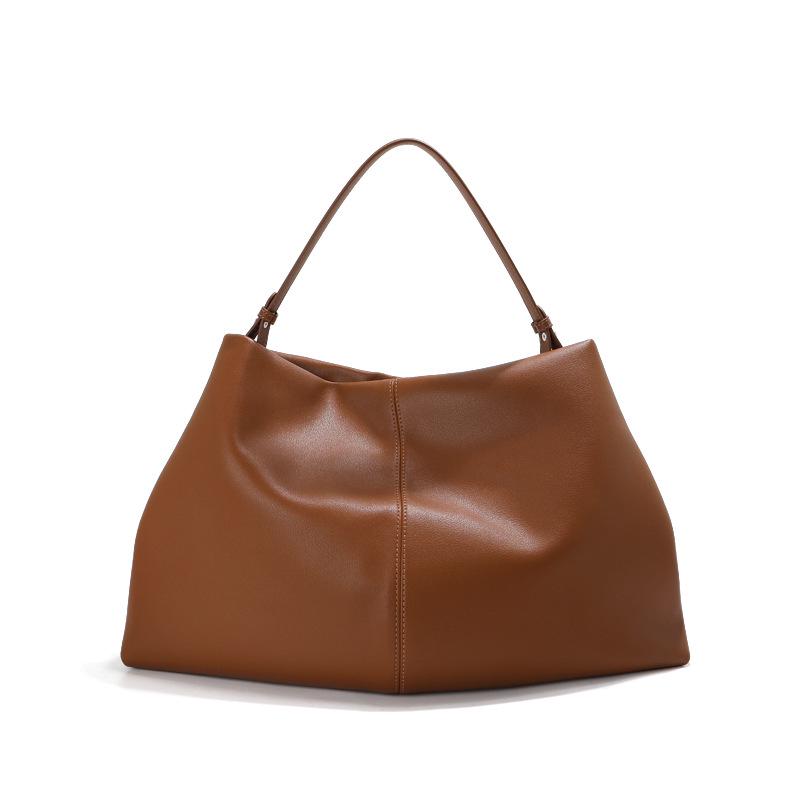 Women's Genuine Cowhide Leather Tote - Large Capacity, Soft, Handheld, Underarm, or Single Shoulder Crossbody Bag for a Relaxed, Commuting Look