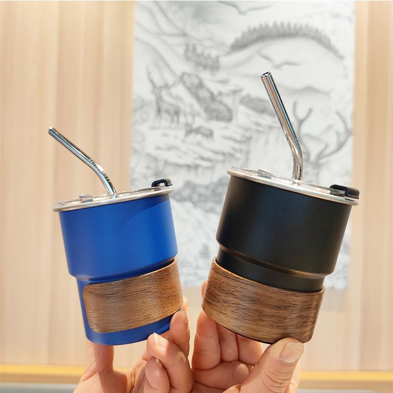 Portable Car Cup With Cover And Straw For Hiking And Travel 304 Stainless Steel