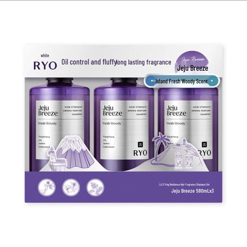 Ryo Hair Perfume Shampoo Set - Jeju Breeze (3 x 580ml)
