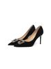 Französische Nischen-High-End-Einzelschuhe für Damen 2025 Frühjahr und Herbst neu dünne Absätze spitz Arbeitsschuhe quadratische Schnalle Temperament High Heels