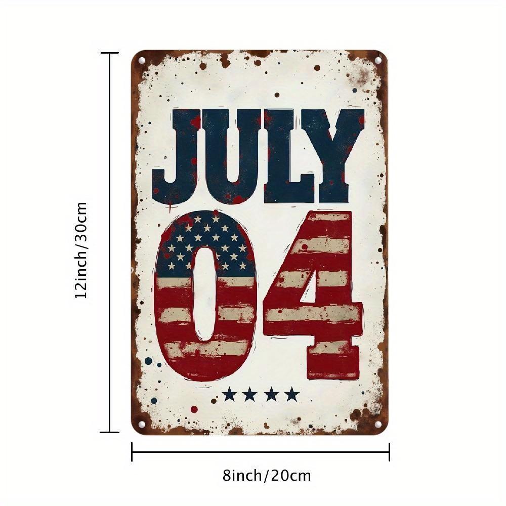 D Flat x Inch Vintage Metal Wall Decor Distressed American Flag Sign for Porch Living Room Retro Patriotic Home Art