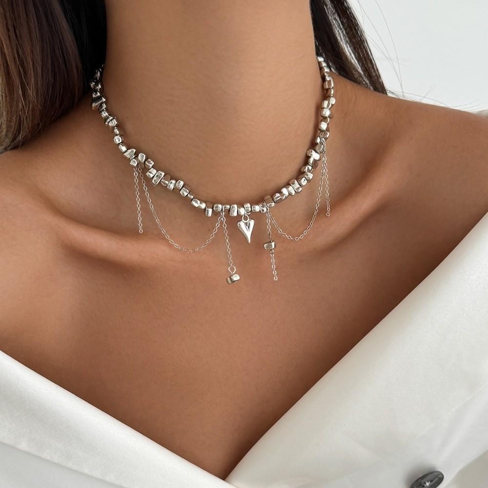 Stacking Women Wrap Necklaces Multilayer Metal Heart Stacking Clavicle