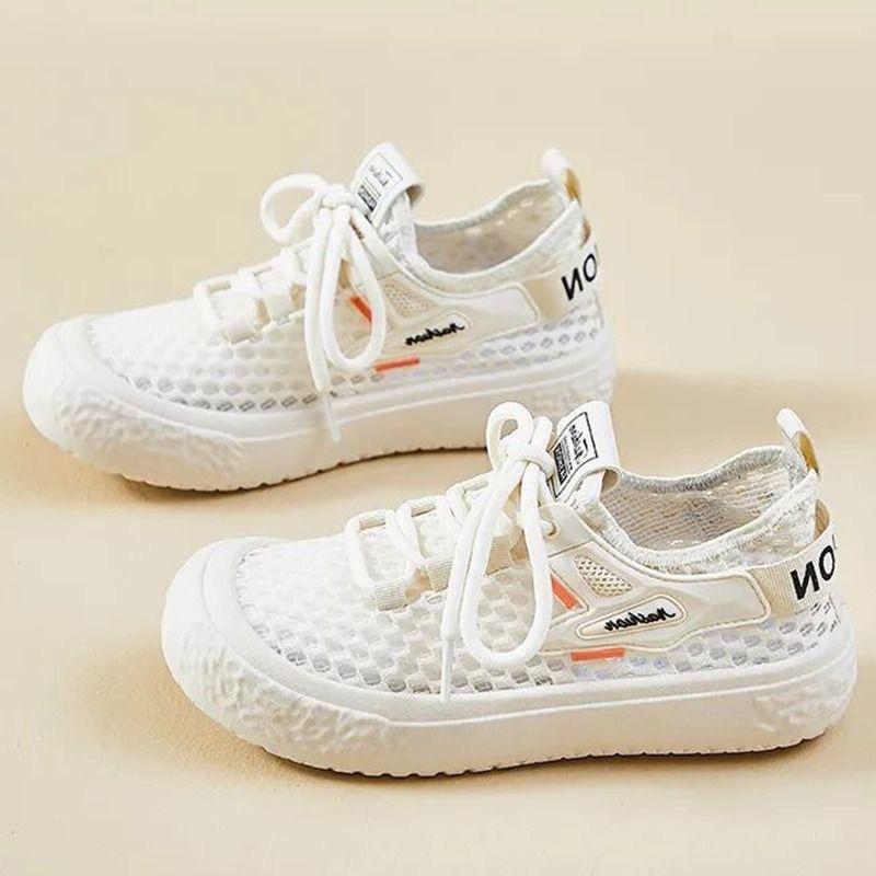

2025 New Summer Women s Mesh Shoes Breathable Sports Leisure Korean Style Trendy All-match Hollow Soft Bottom Mesh Shoes Sneakers 36