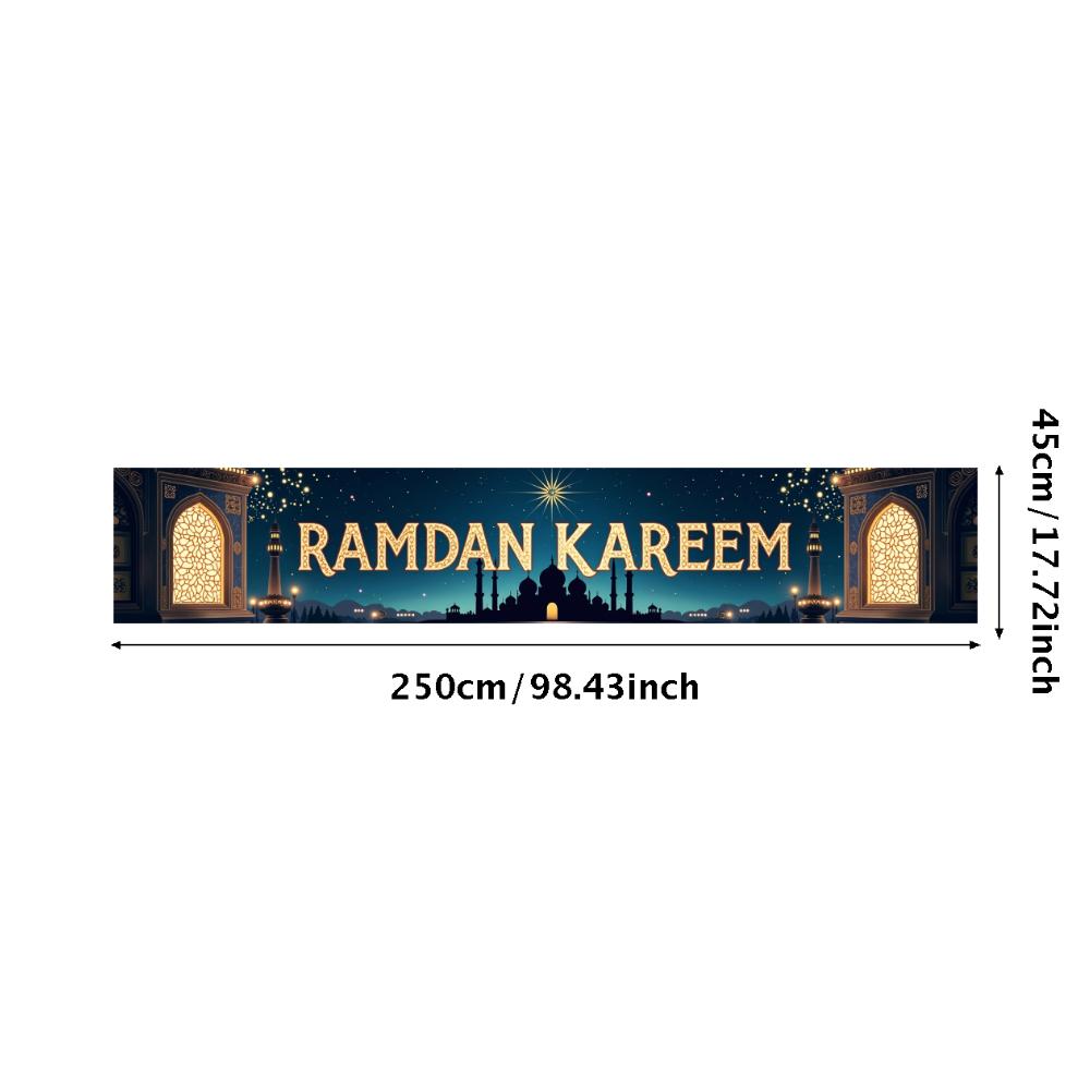 Ramadan Kareem Banner Mosque Lanterns Festive Welcome Backdrop Ramadan Mubarak Party Home Decor Photography Props Background