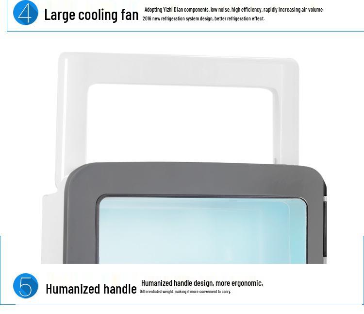 Minifrigider 10L cu dublă utilizare: Gri/Alb - Ideal pentru Acasă, Mașină, Fructe, Cosmetice, Medicamente - Control Temperatură Cald/Rece