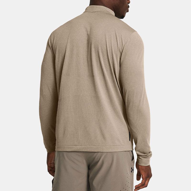 Under Armour UA Vanish Elite Solid Sweat-Wicking 1/4 Zip Long Sleeve Crew Neck T-Shirt Men Tops Brown 1382798-203