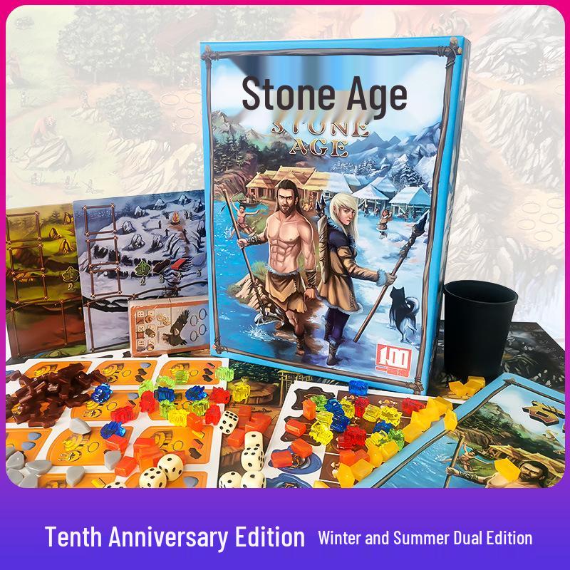 

Пам ятне видання Кам яного віку: Китайська двостороння повсякденна настільна гра для дорослих (Зима/Літо) Stone Age: Prehistoric Tribe