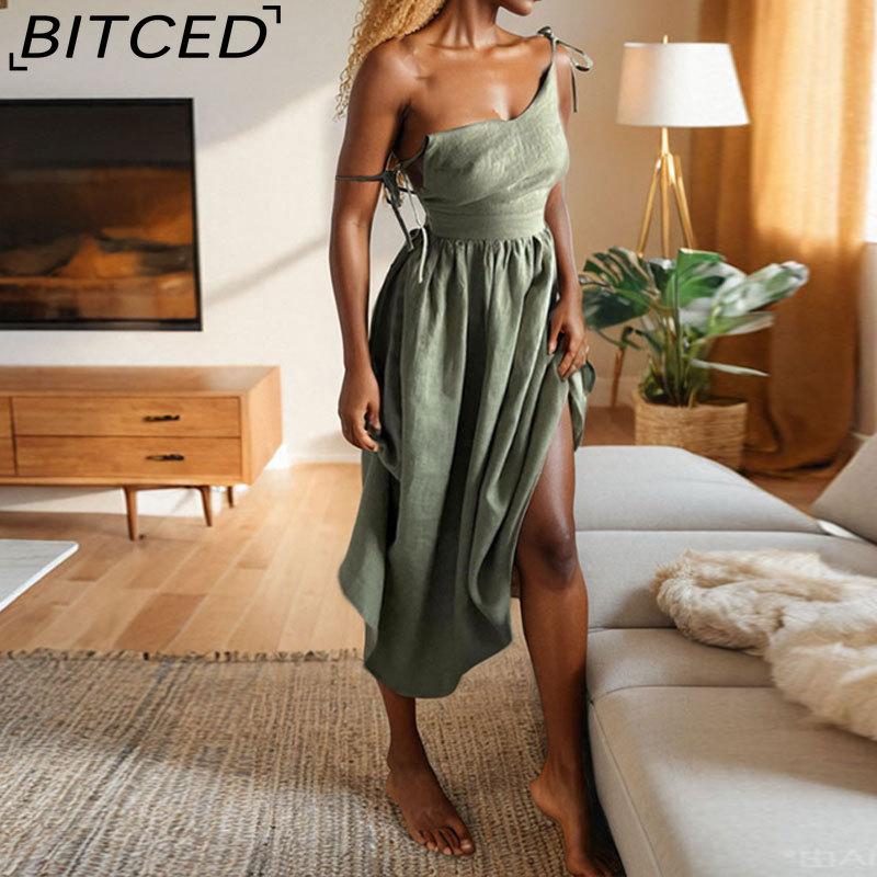 BITCED Women's Spring Dress: Elegant and Sensual Strappy Backless Halter Dress