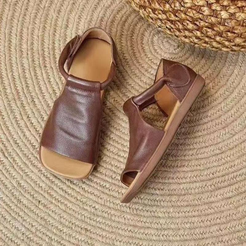 Fashion Womens Sandals Open Toe Womens Flat Shoes Retro Soft Sole Mom Shoes Non Slip Comfortable Women Shoes Summer New Zapatos De Mujer