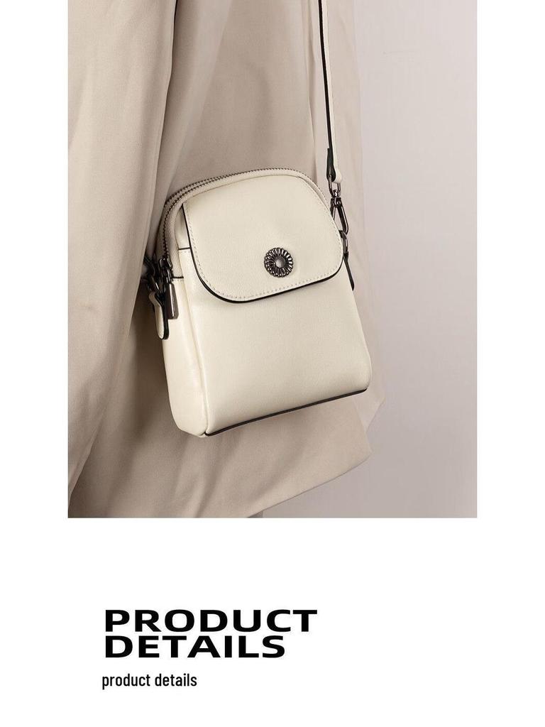 2025 New Genuine Leather Vertical Crossbody Bag for Women - Versatile, Multi-Layer, Fashionable, High-End Phone Bag