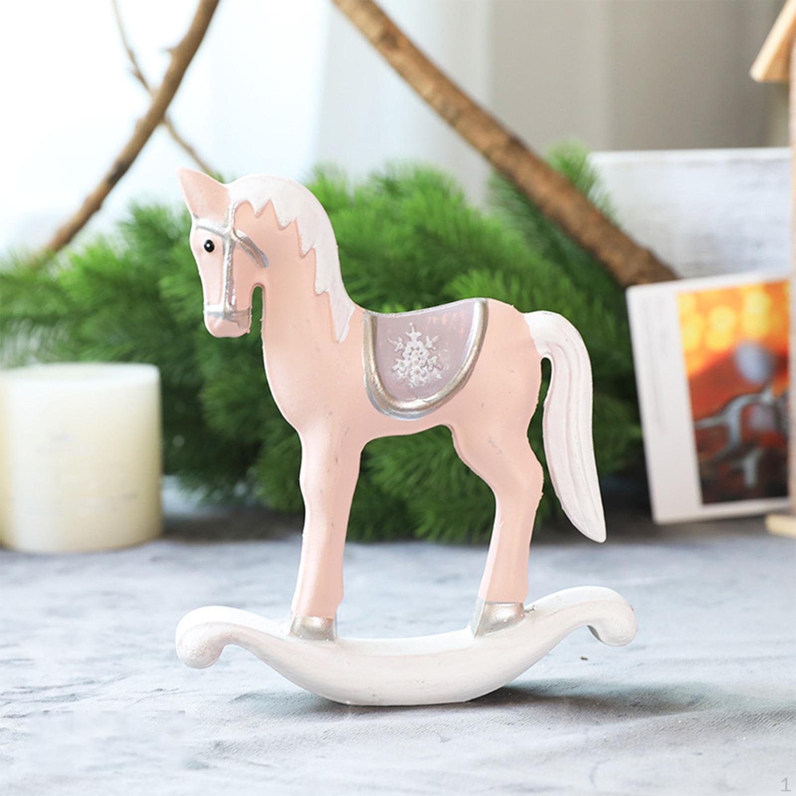 

Фигурка лошадки-качалки, статуя животного, декоративное настольное украшение для оформления сцены розовый