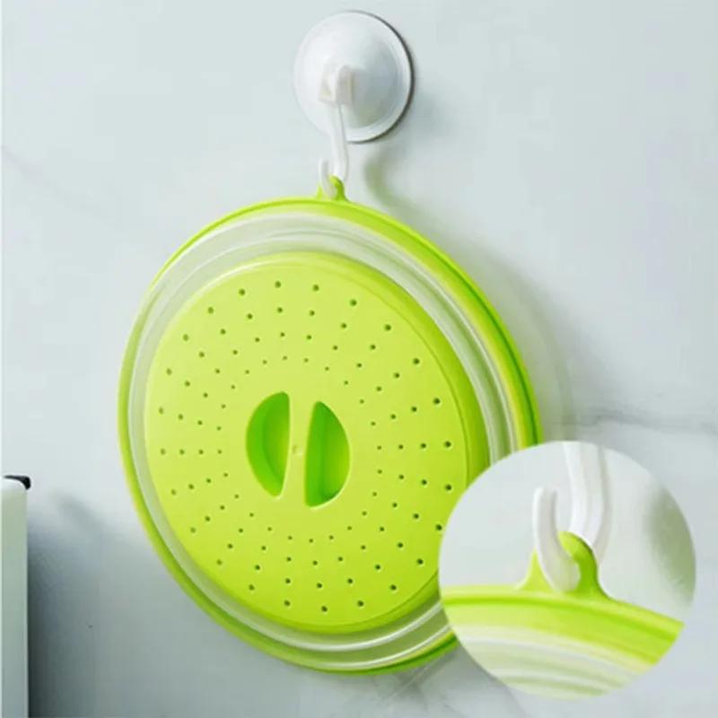 1PC Microwave Heating Cover with Hooks Foldable Freshness Cover Multifunctional Anti Oil Splash Leftover Rice Cover
