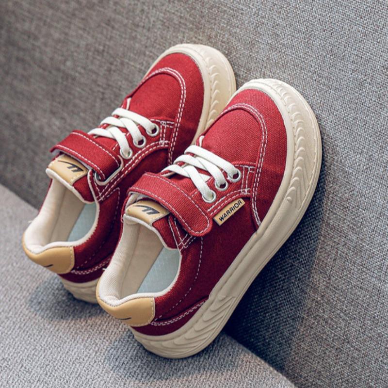 Warrior Classmates Boys Canvas Shoes Spring and Autumn New Breathable Girls Board Shoes Medium and Large Children's Cloth Shoes