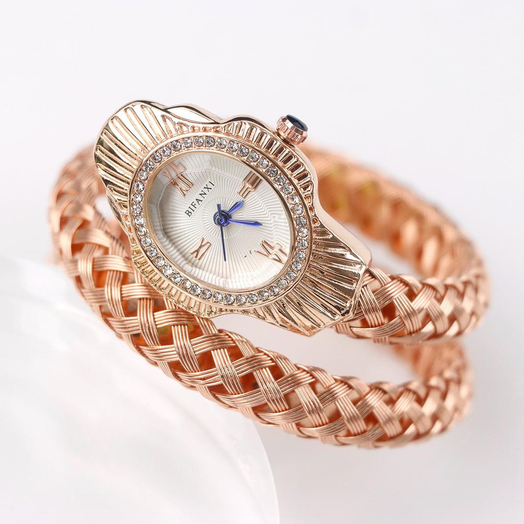 Women Quartz Watch Unique Snake Shape Bracelet Watches Wire Braided Wristwtatch