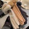 Tausend Gold Gefühl leichter Luxus Deutsch Plüschhandschuhe Damen Herbst und Winter Reiten Kälteschutz und warm Fingerlose Frotteehandschuhe